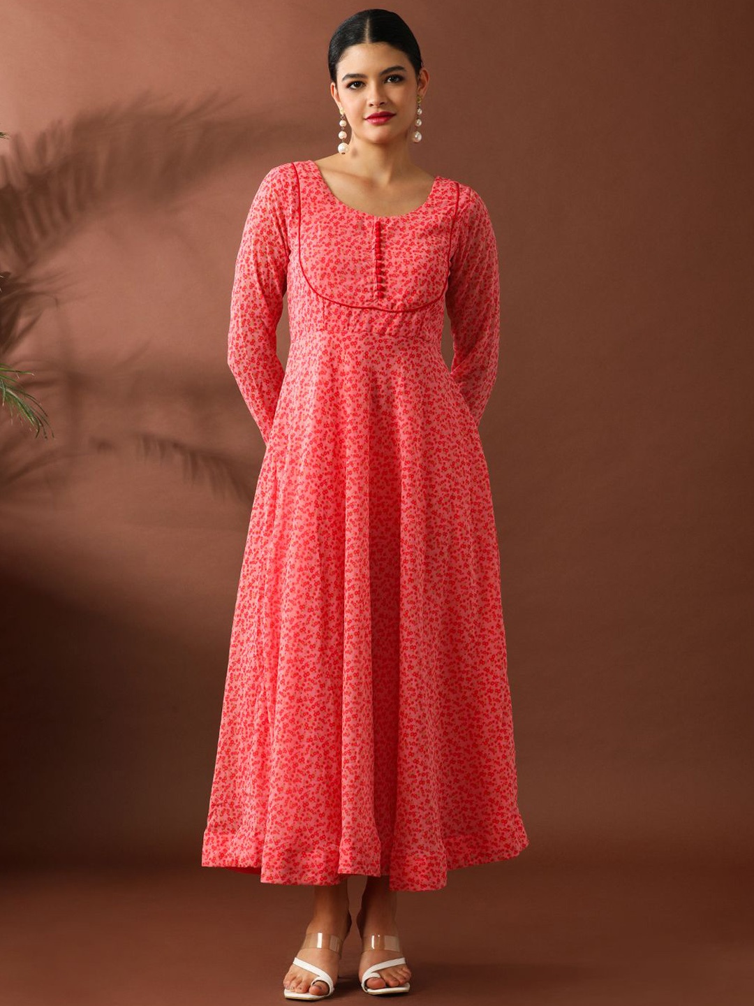 

Jaipur Kurti Women Printed Fit and Flare Ethnic Dress, Pink