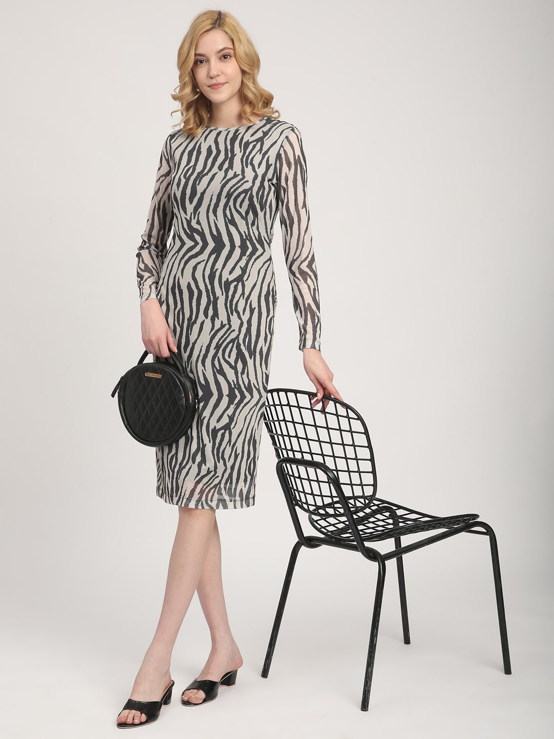 

R&B Animal Print A-Line Dress, Black