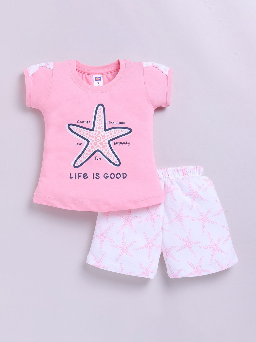 

Nottie Planet Girls Printed T-shirt with Shorts, Pink