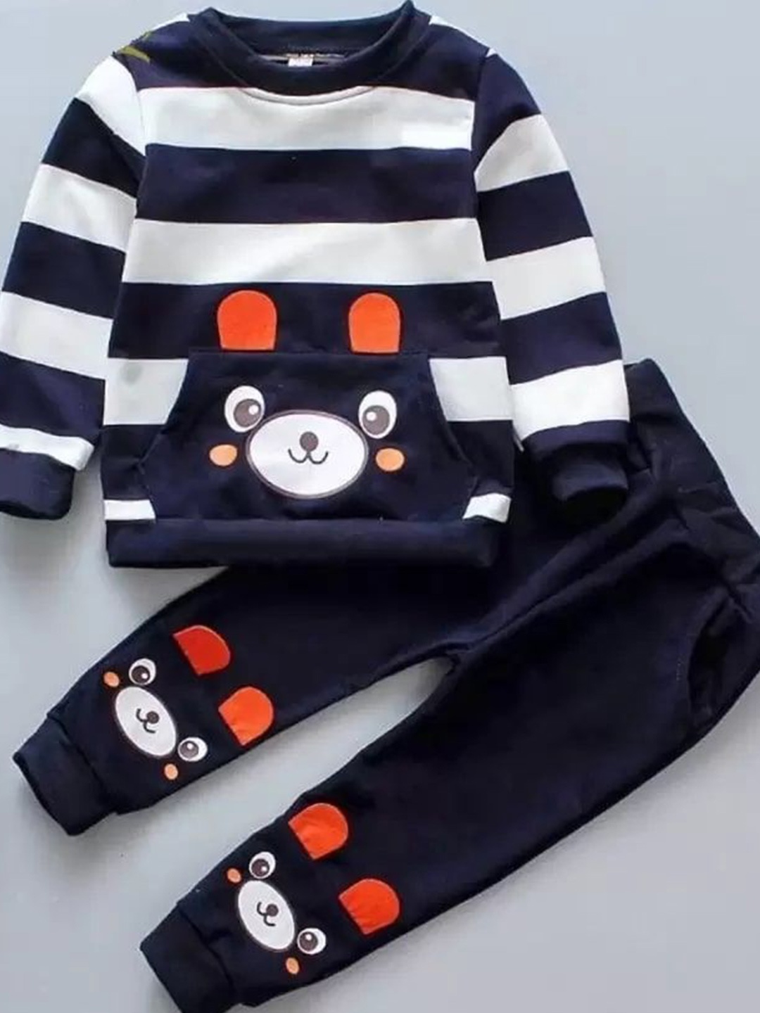 

MAYNEISHA Unisex Kids Striped T-shirt, Navy blue