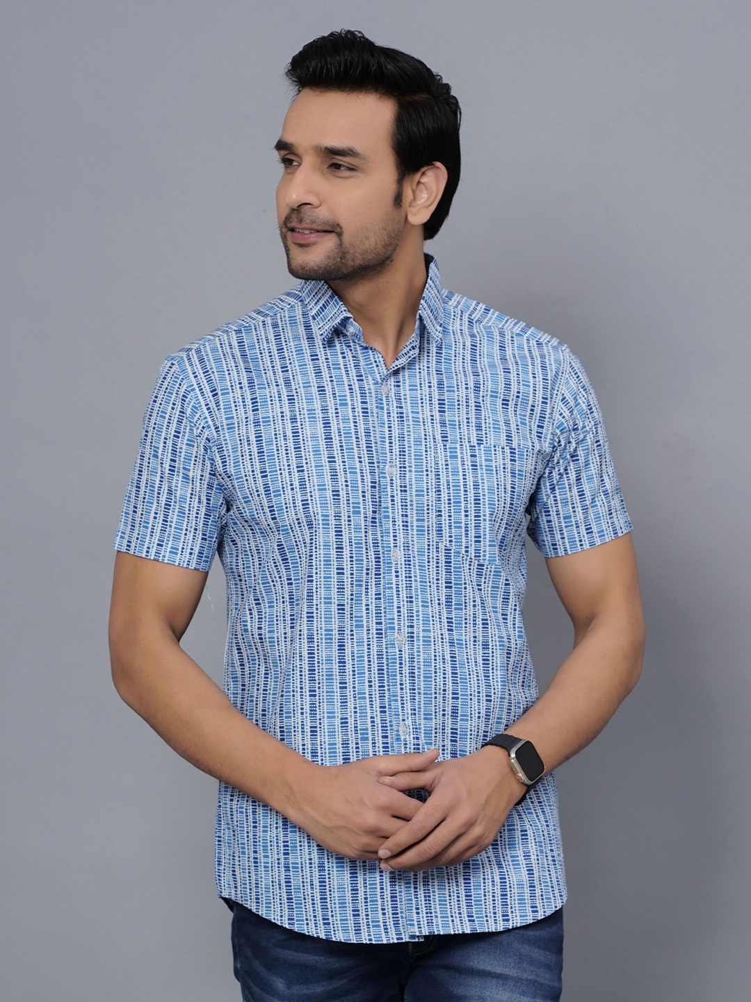 

Moda Rapido Men Comfort Opaque Printed Casual Shirt, Blue