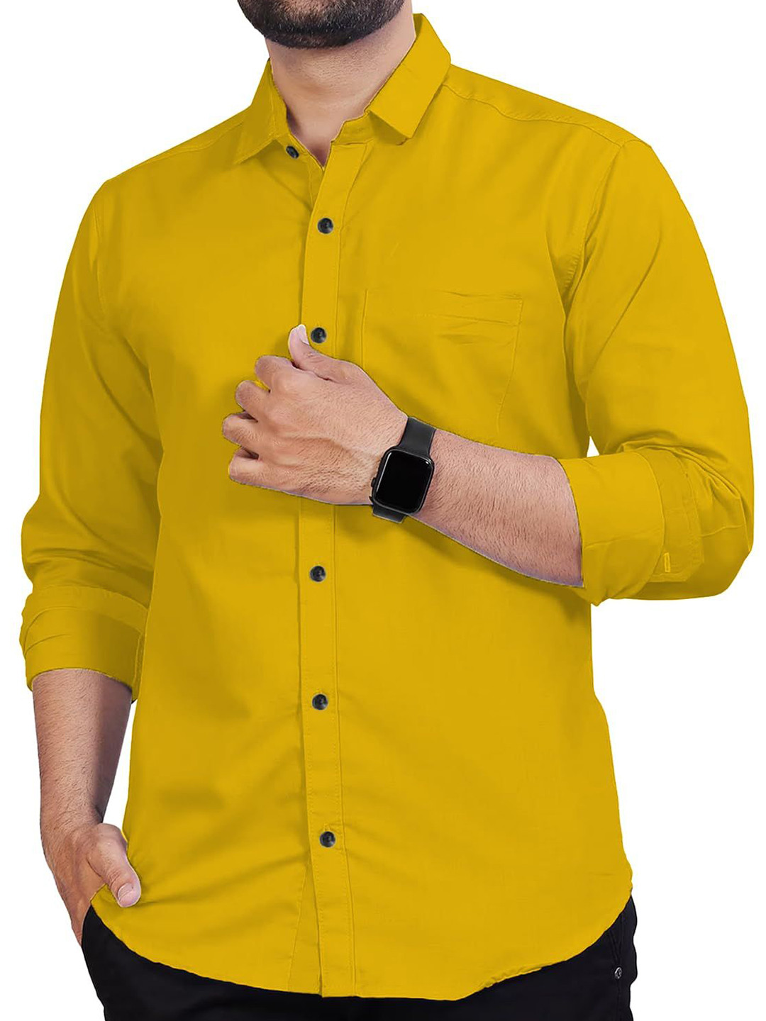 

Vida Loca Men Slim Fit Opaque Casual Shirt, Yellow