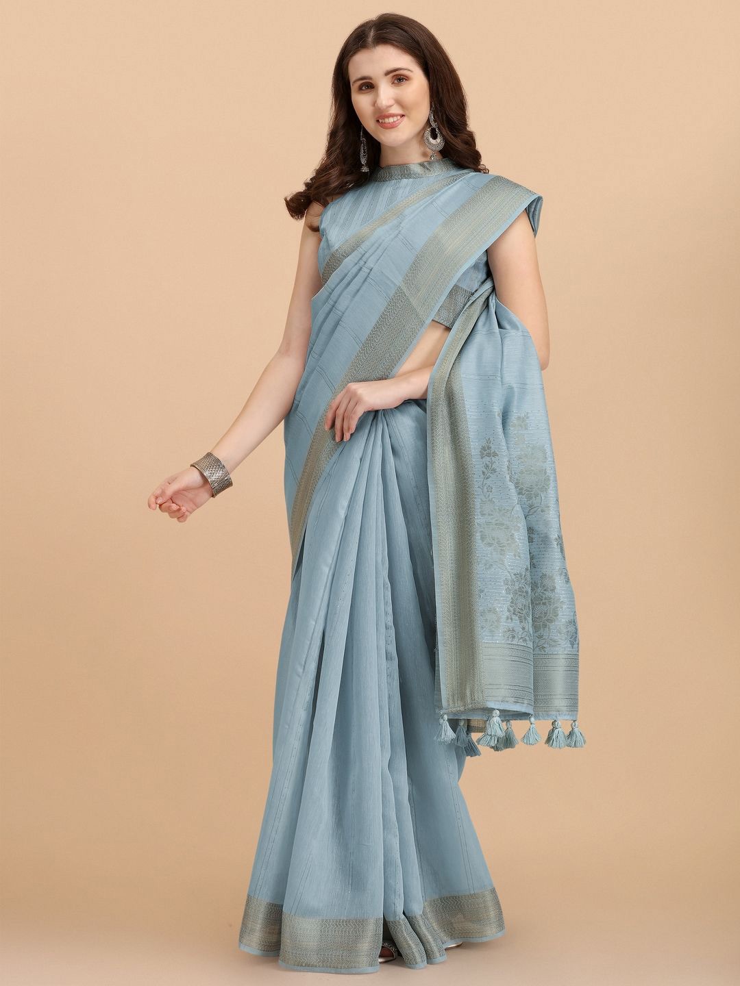 

Suha Woven Design Zari Saree, Grey