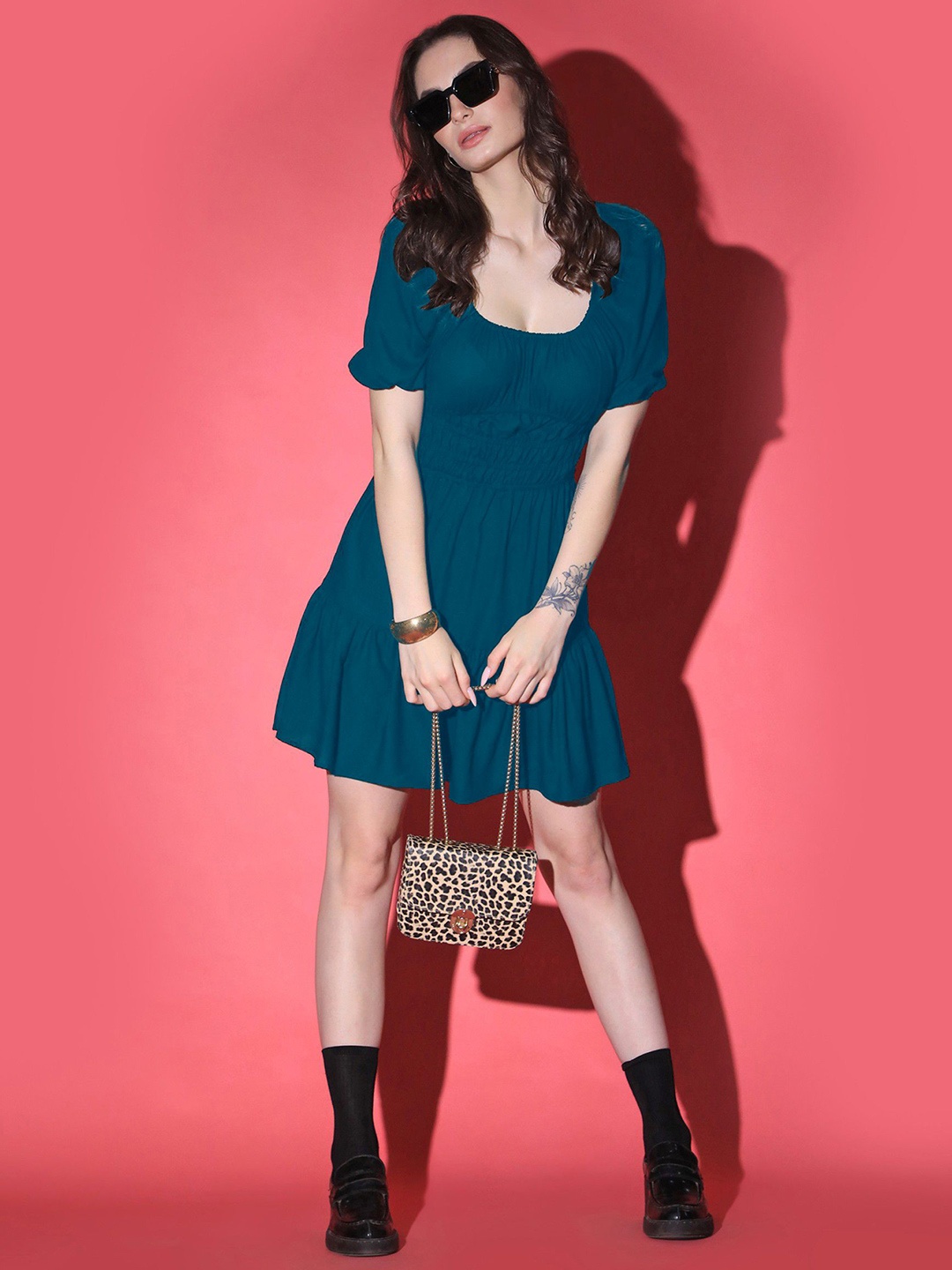 

Raiyani Fashion Scoop Neck Fit & Flare Dress, Blue
