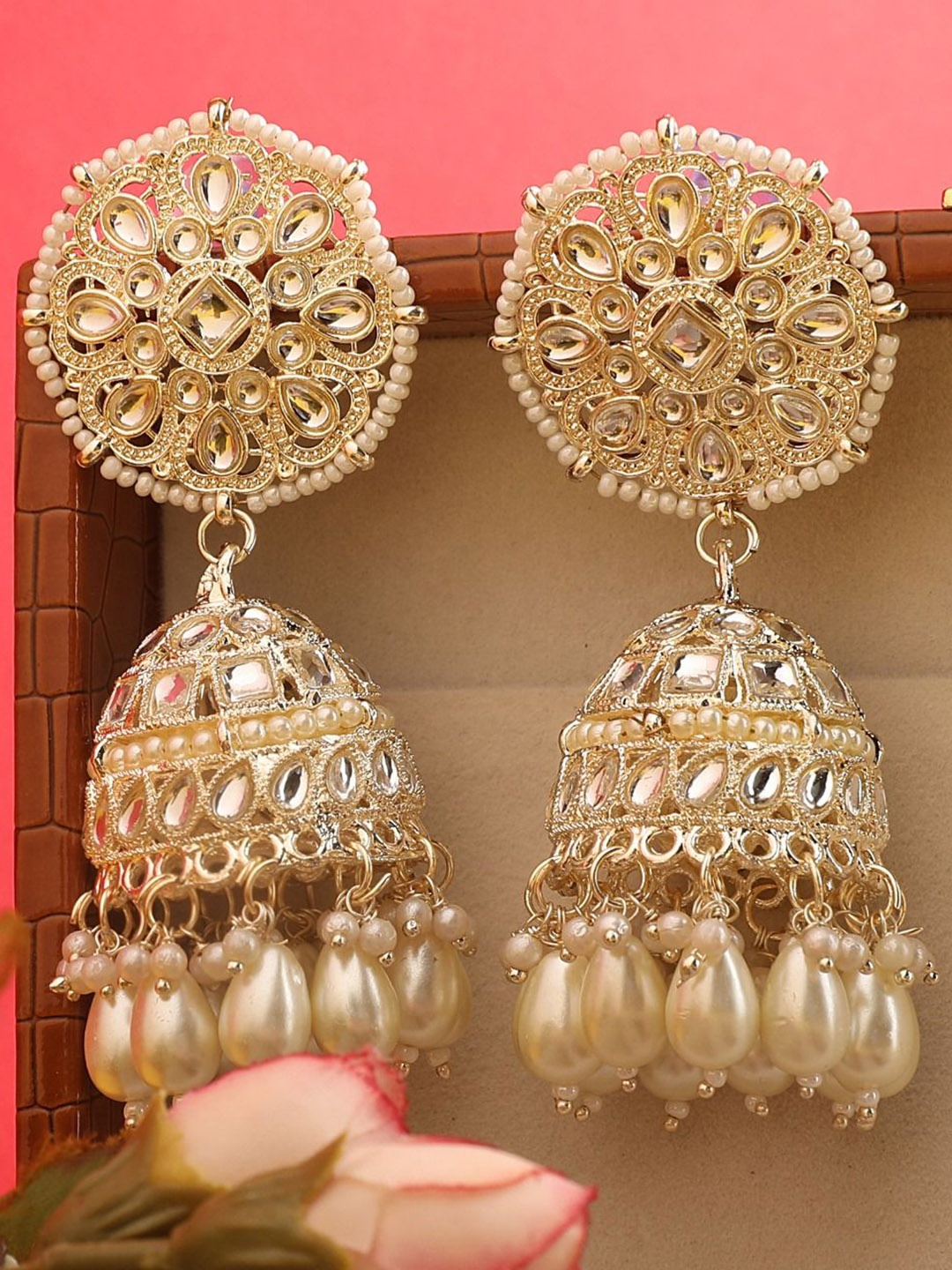 

TANAIRA Contemporary Jhumkas Earrings, White