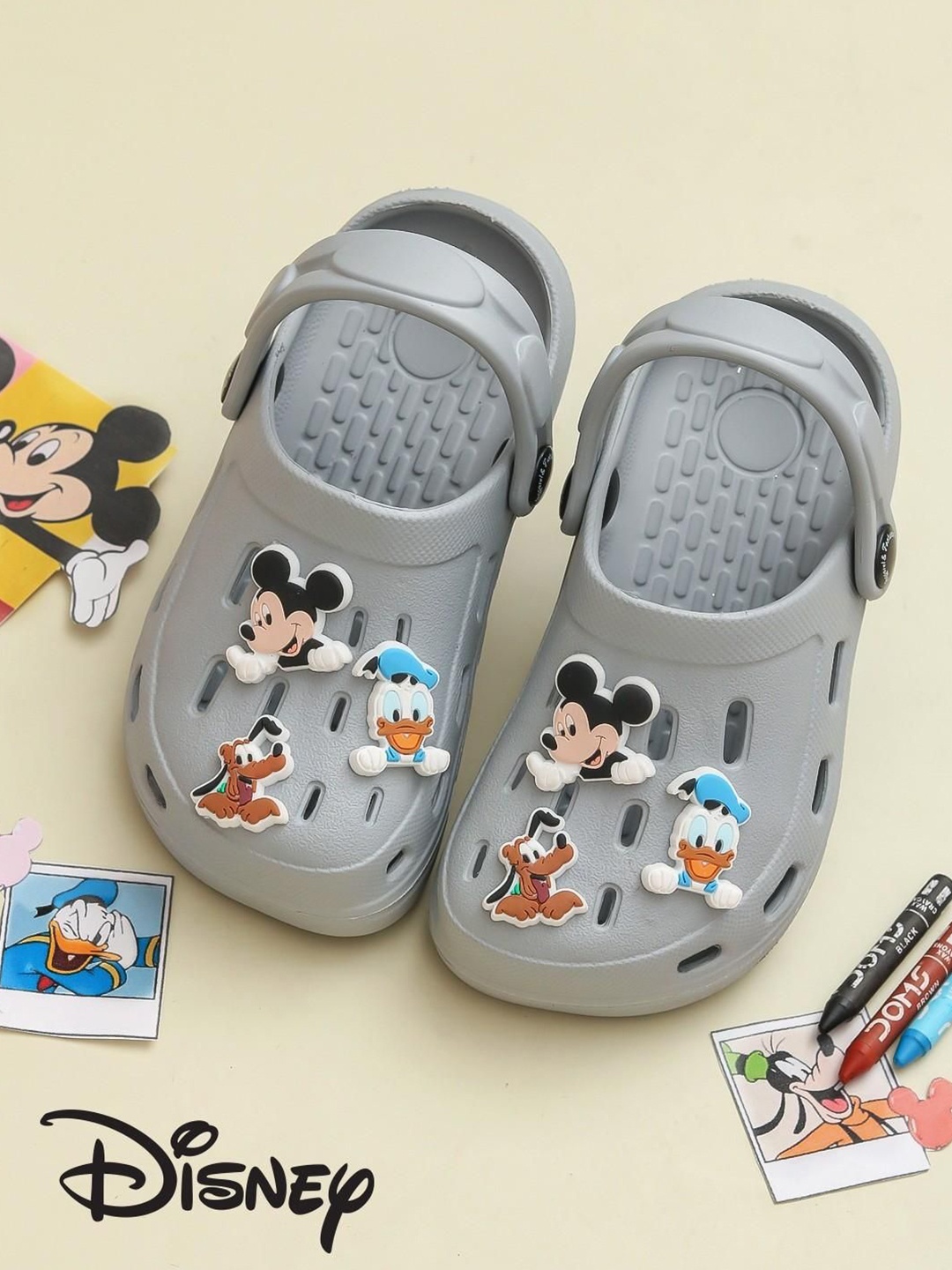 

Yellow Bee Boys Self Design Gey Clogs, Grey