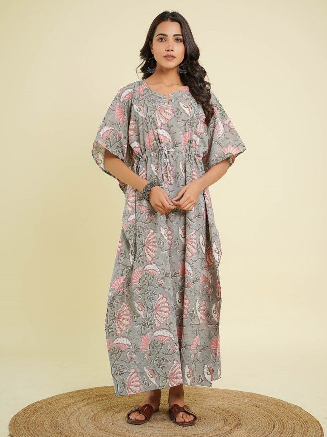 

GOODHAND Floral Print Maxi Dress, Grey