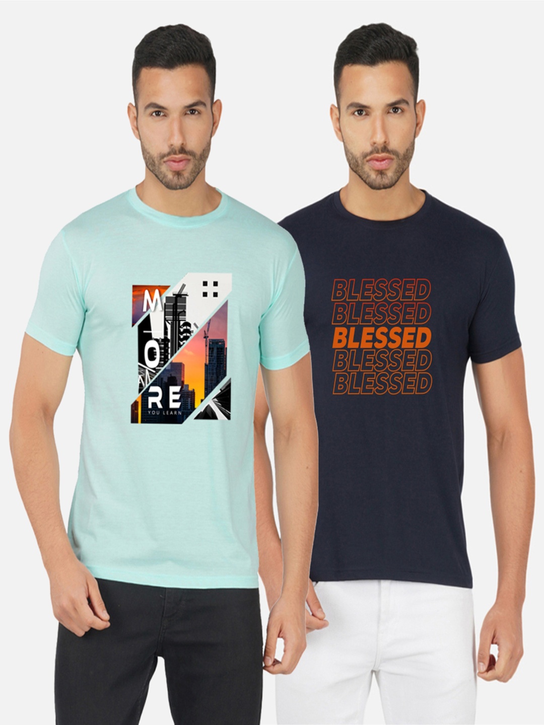 

GLOBAL NOMAD Men 2 Printed Bio Finish Pockets T-shirt, Turquoise blue