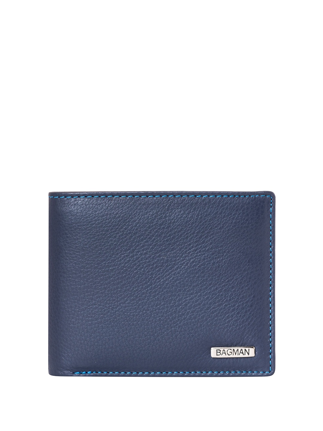 

BAGMAN Men Leather Two Fold Wallet, Blue