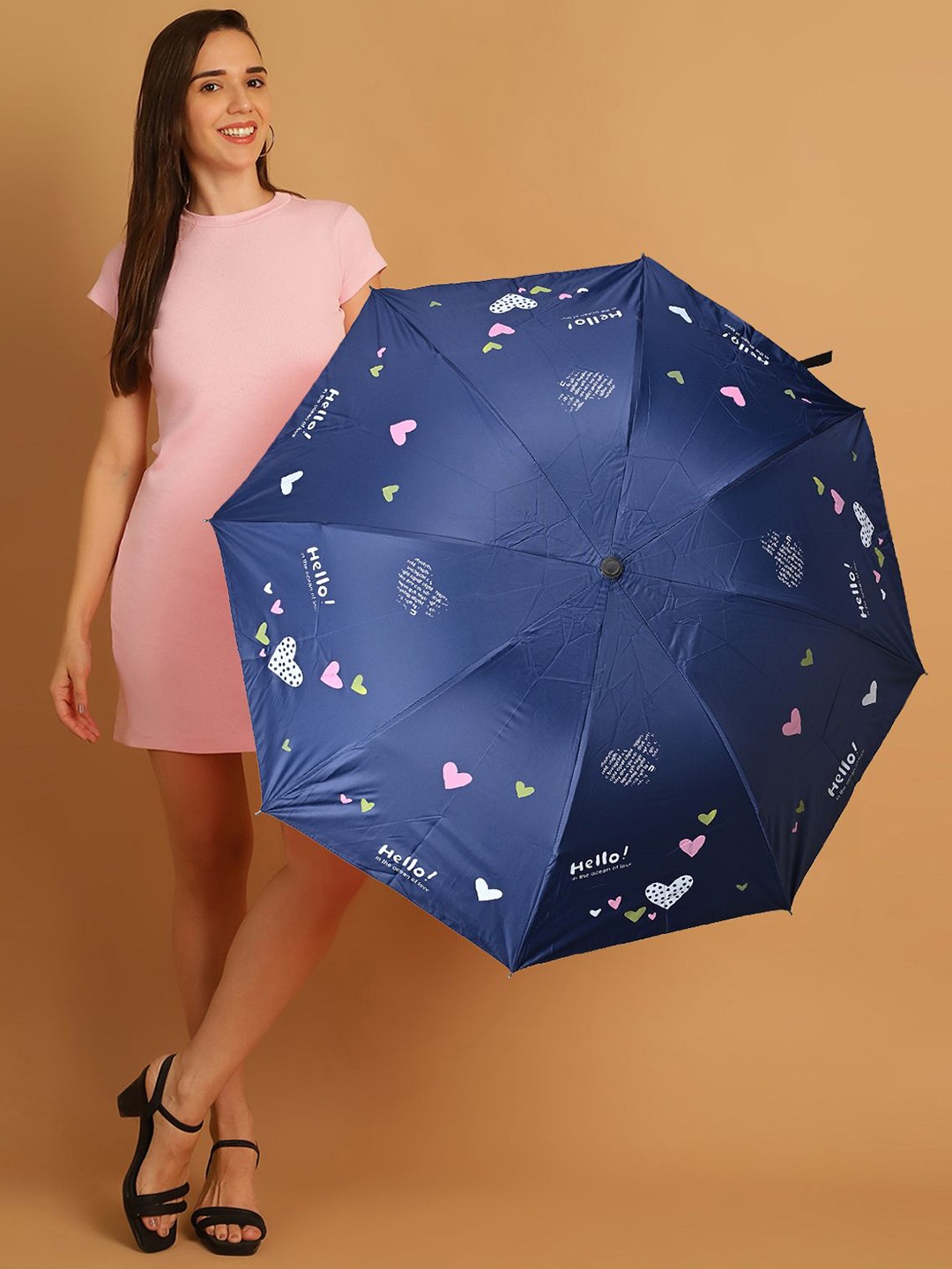 

LOOM LEGACY Manual 3 Fold Floral Umbrellas, Navy blue