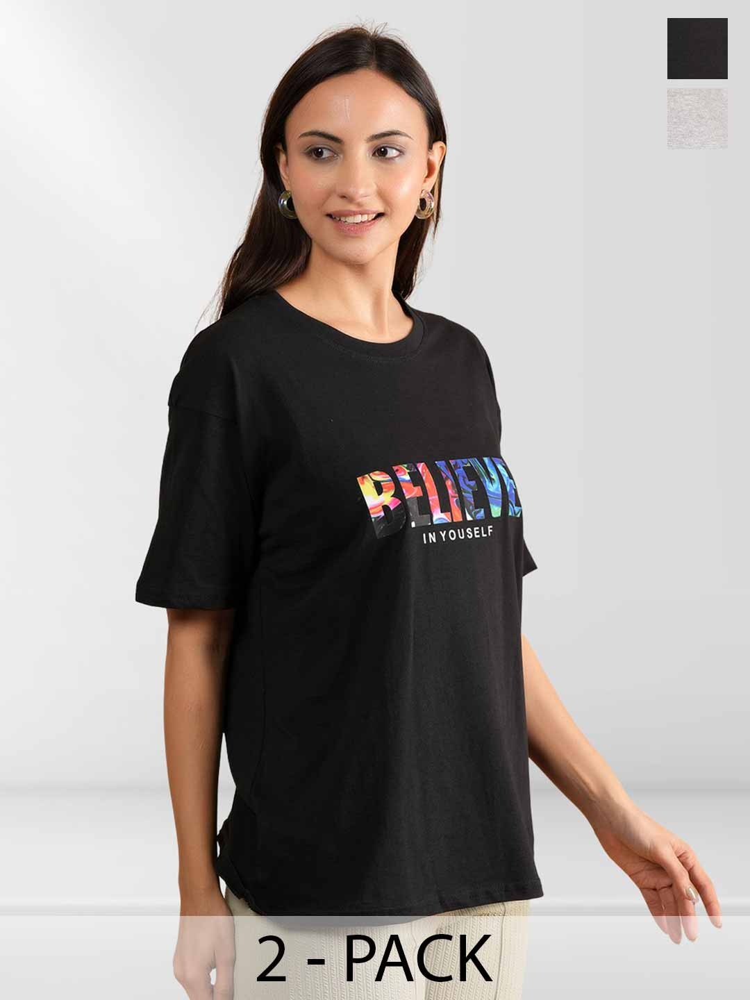 

NEYSA Women 2 Printed Applique T-shirt, Multi