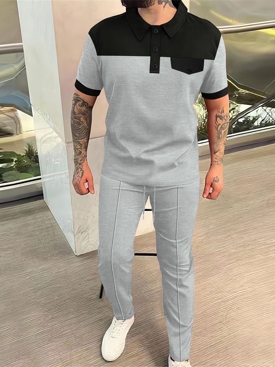 

StyleCast x Revolte T-Shirt And Trousers Co-Ords, Grey