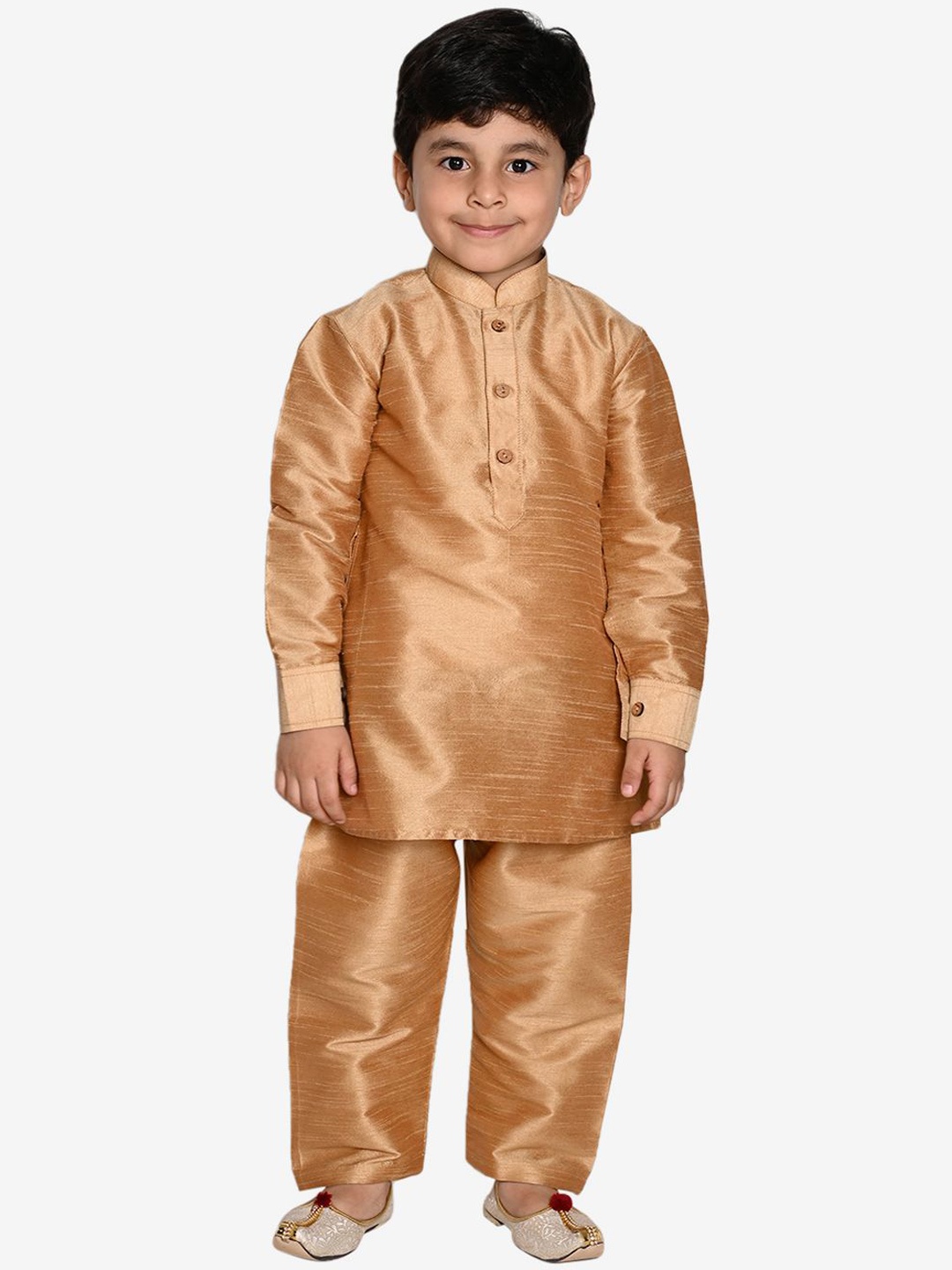 

Pehanaava Boys Regular Thread Work Kurta with Pyjamas, Gold