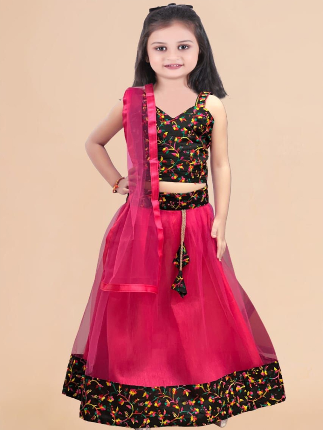 

Sainur creation Girls Embroidered Ready to Wear Lehenga & Blouse With Dupatta, Rose