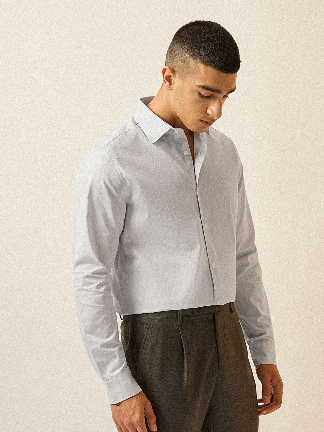 

THE BEAR HOUSE Men Tailored Fit Opaque Striped Formal Shirt, Purple
