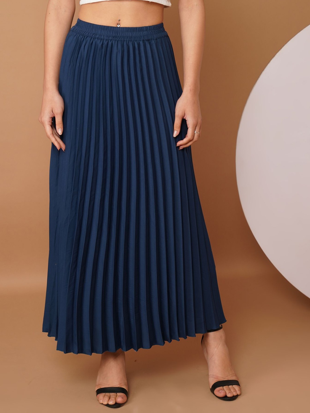 

Chemistry Pleated Flared Maxi Skirt, Navy blue