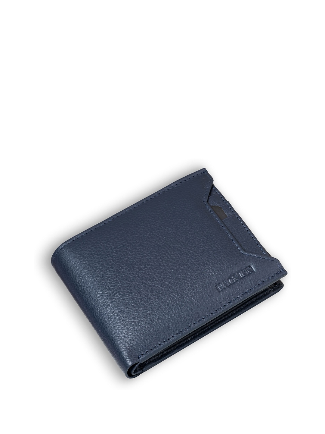 

BAGMAN Men Leather Two Fold Wallet, Blue
