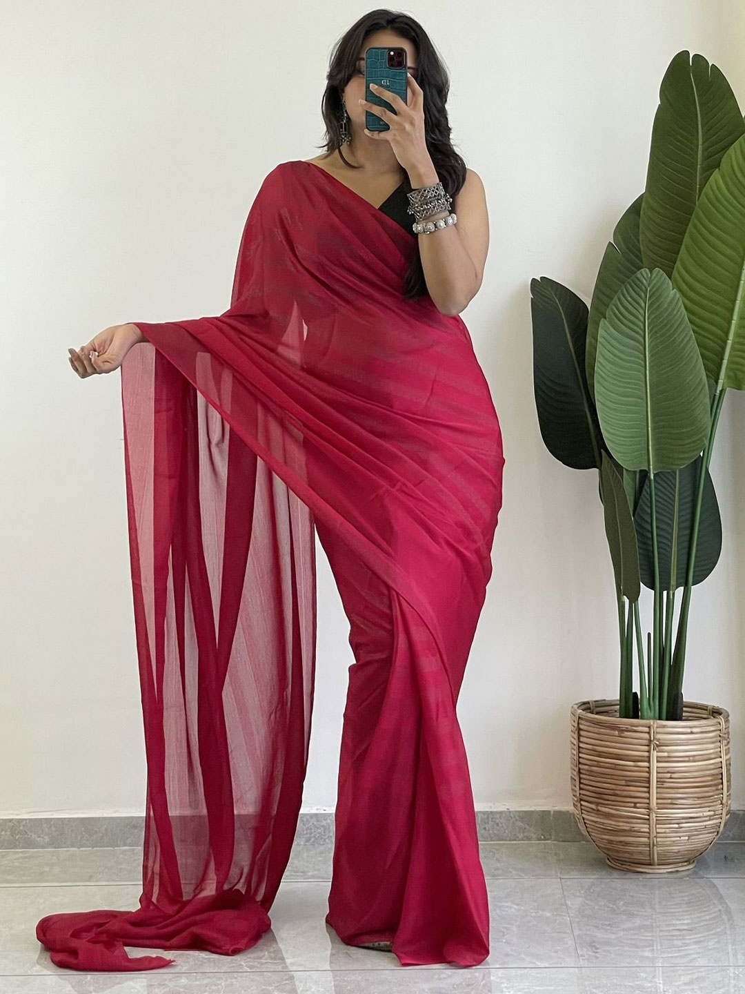 

LeeliPeeri Designer Poly Georgette Saree, Pink