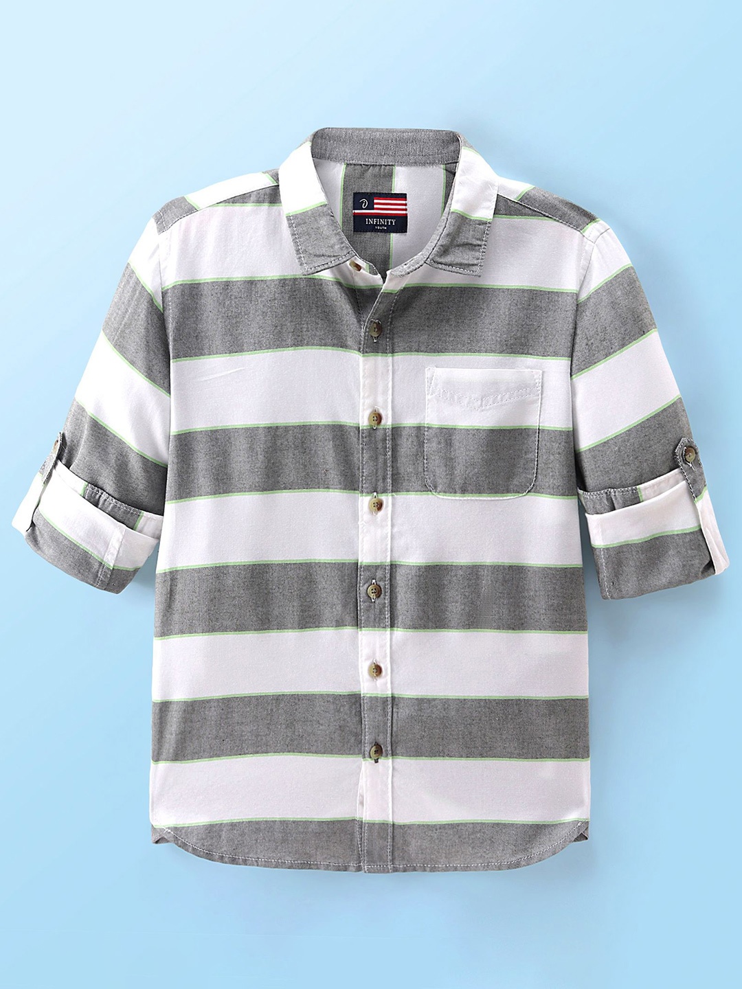 

Infinity Boys Opaque Striped Casual Shirt, Grey