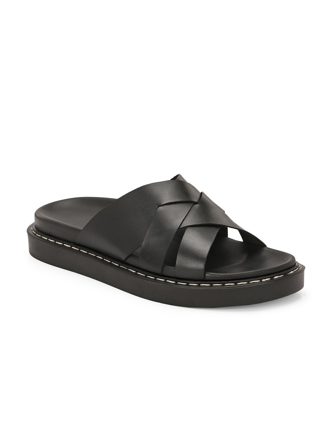 

Delize Men Leather Comfort Sandals, Black