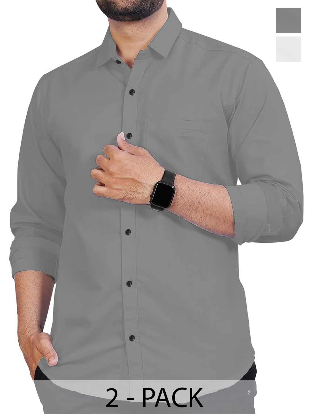 

Vida Loca Men Slim Fit Opaque Casual Shirt, Grey