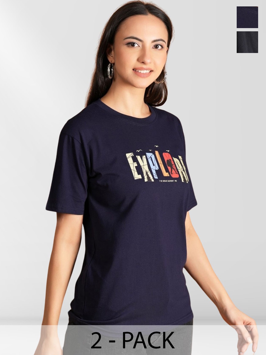 

BAESD Women Typography 2 Printed Applique T-shirt, Multi