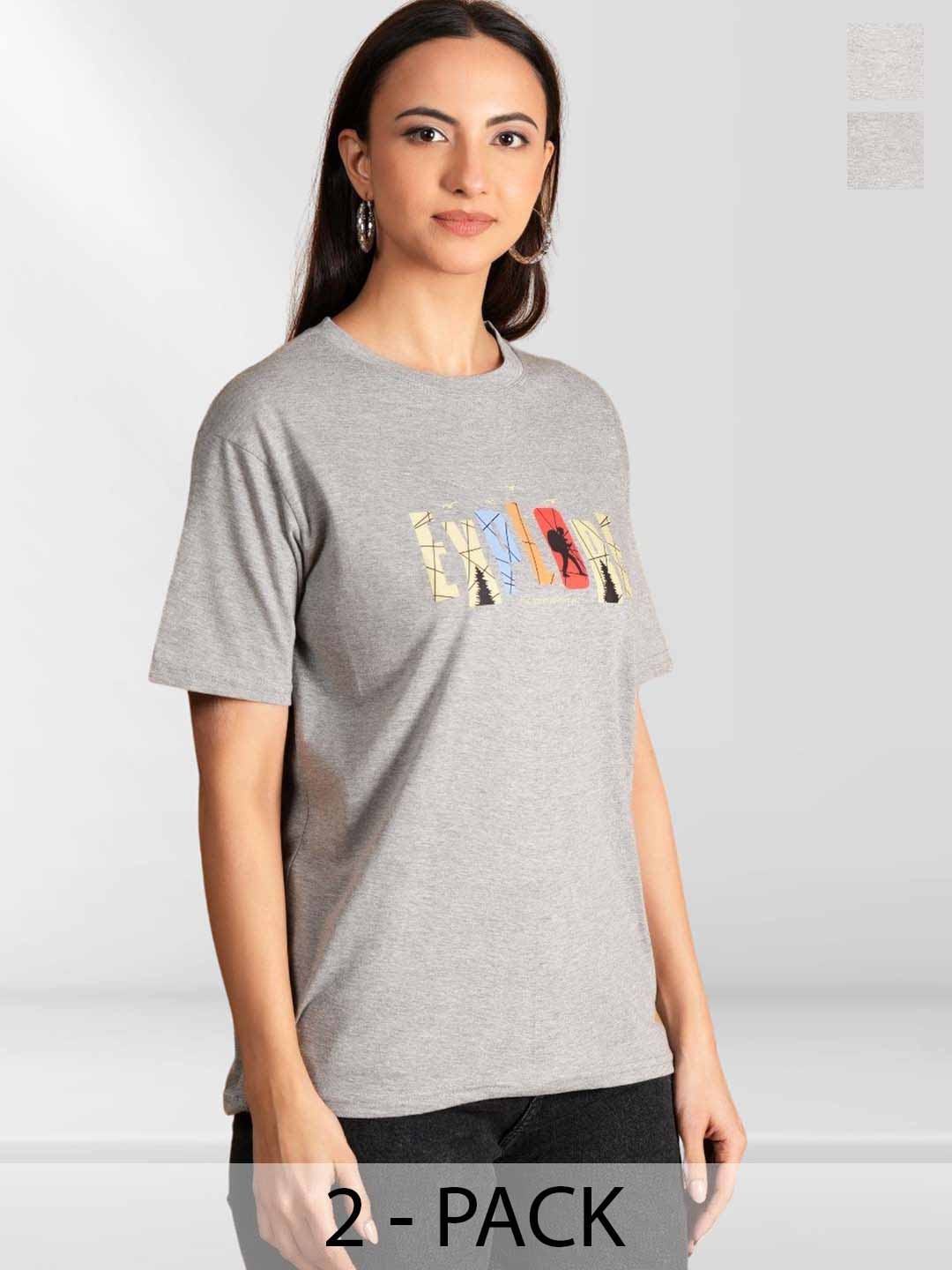 

Metronaut Women 2 Printed Applique T-shirt, Multi