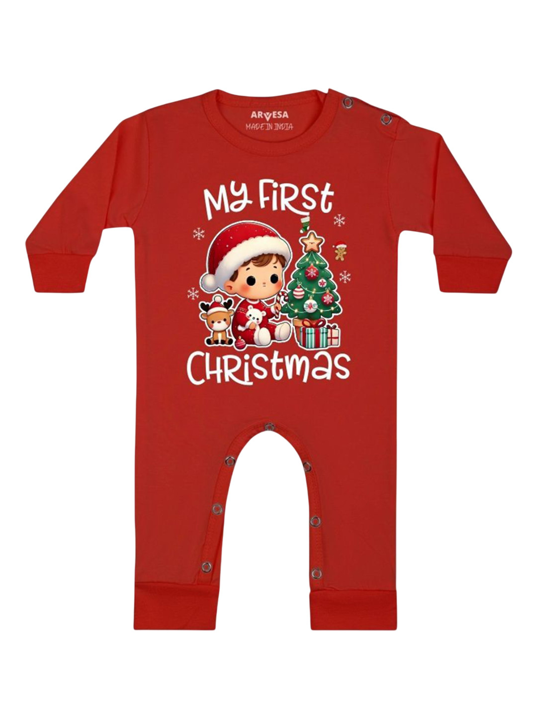 

Arvesa Infants My First Christmas Printed Bodysuit, Red