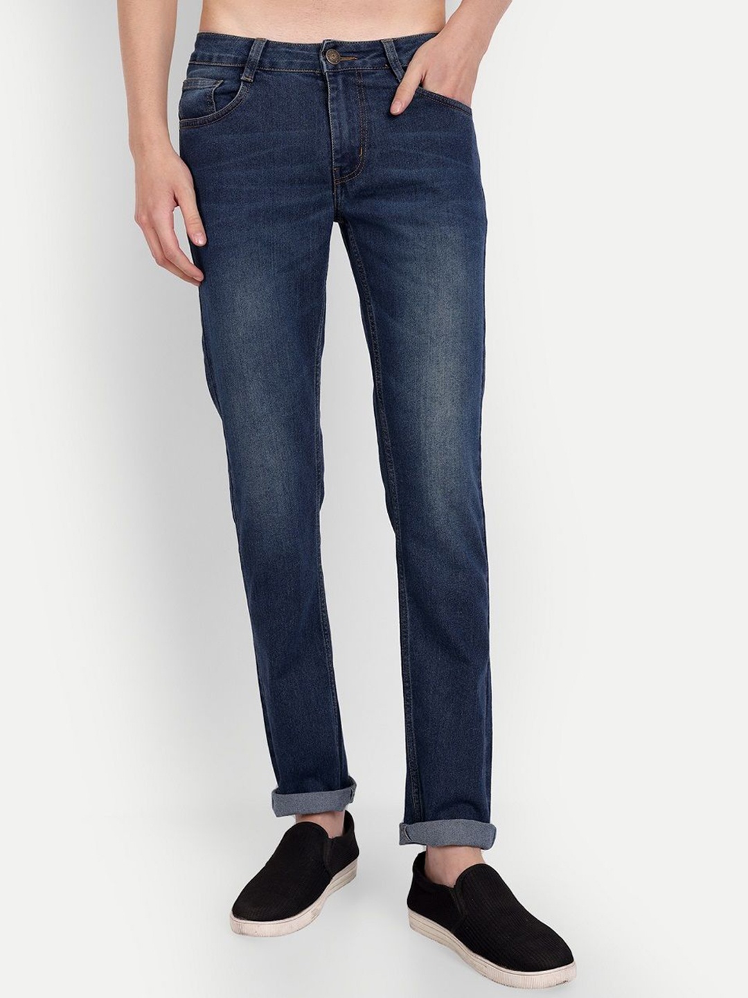 

MEGHZ Men Micheal Slim Fit Light Fade Stretchable Jeans, Blue