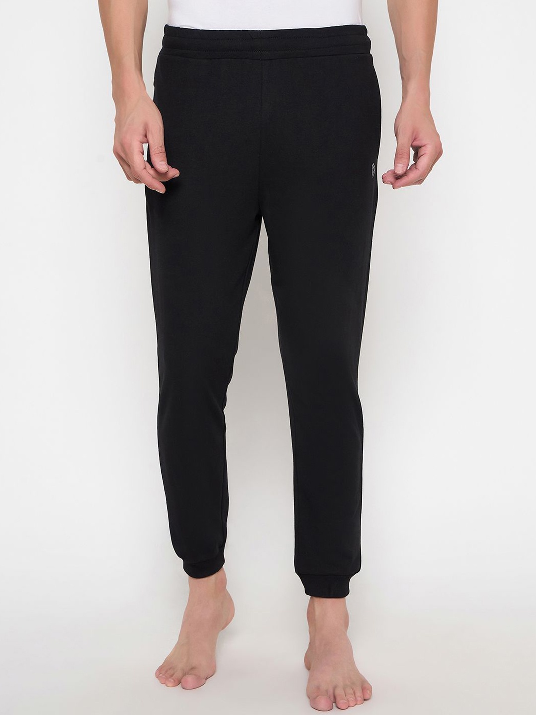 

John Players Men Cotton Mid-Rise Joggers, Black
