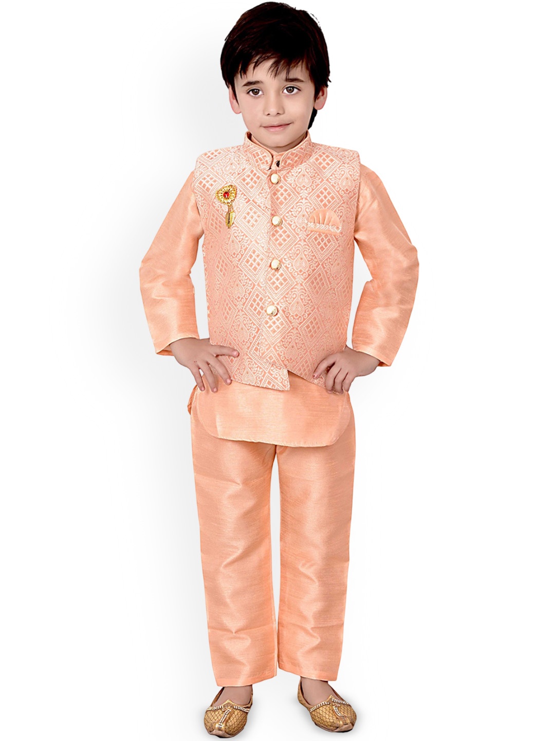 

Kidotsav Boys Regular Kurta with Pyjamas, Peach