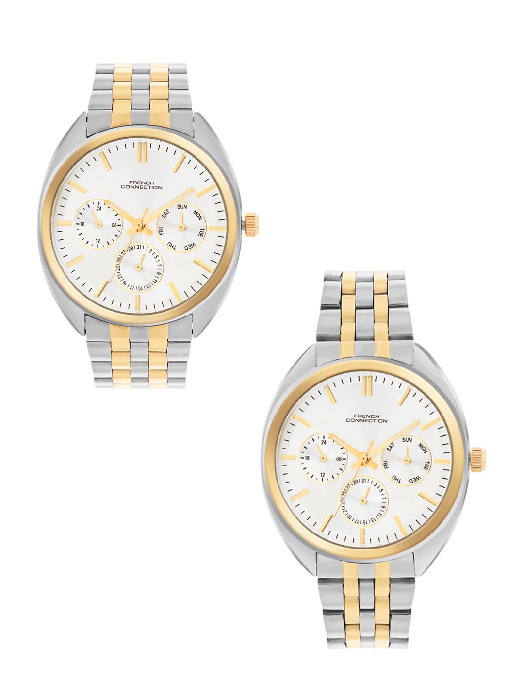 

French Connection Analogue Multi Function Couple Watches FCN0113TM, Silver