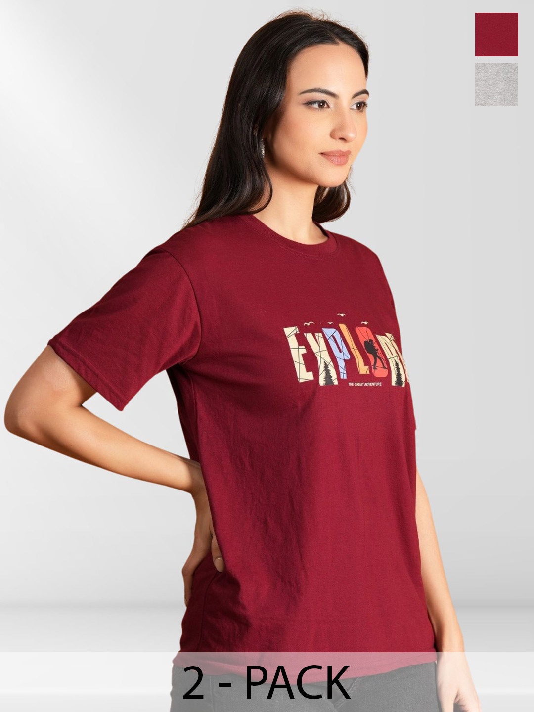 

NEYSA Women Typography 2 Printed Applique T-shirt, Multi