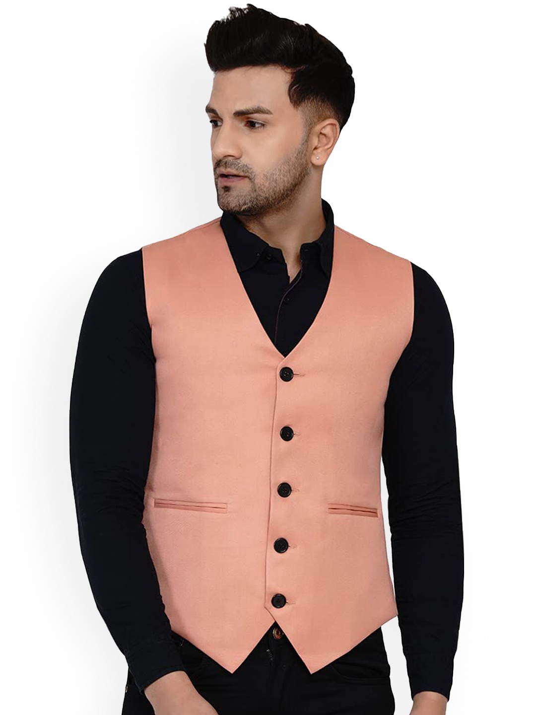

VEERA PARIDHAAN Pure Cotton Woven Waistcoat, Pink