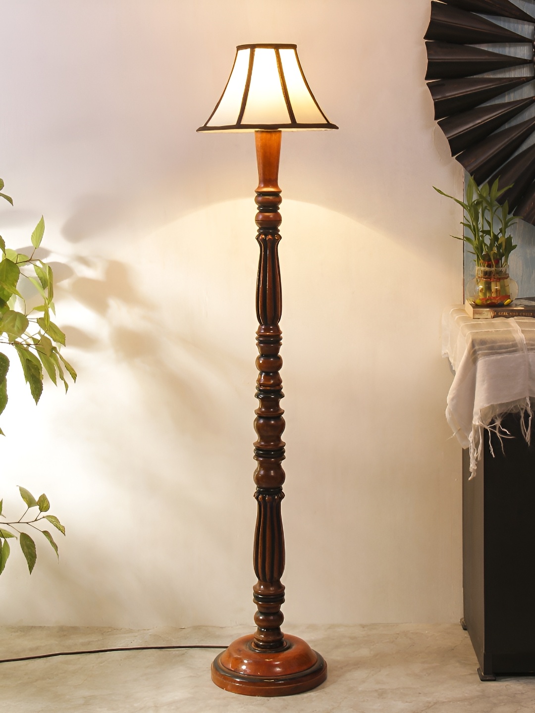 

Devansh Brown & White Wooden Floor Lamp