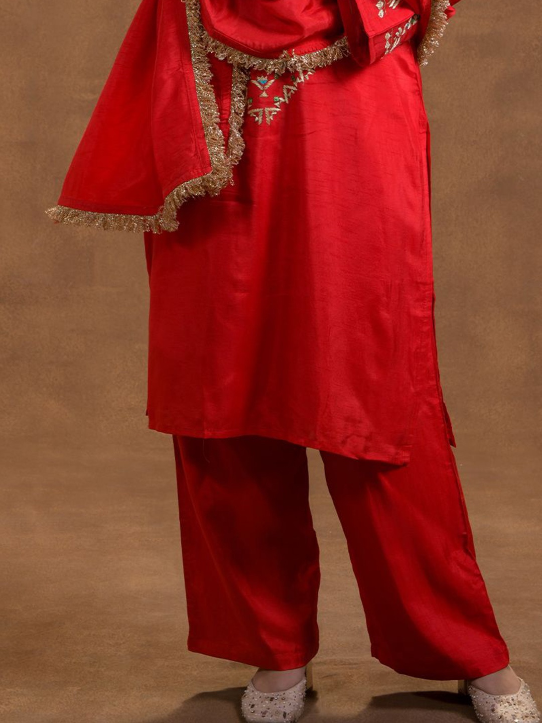 

Phulkari Forever Women Handloom Ethnic Palazzos, Red
