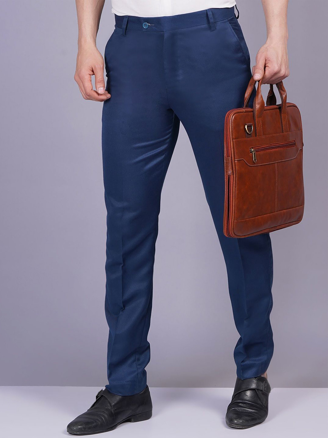 

GLAUCUS Men Easy Wash Trousers, Teal
