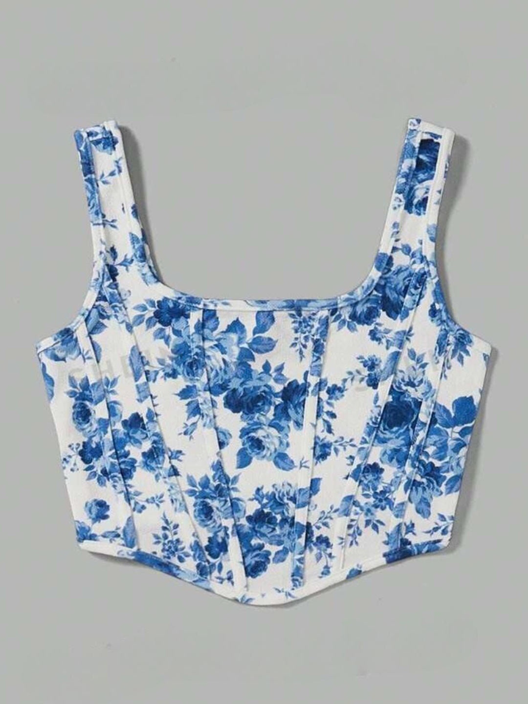 

Projas Floral Print Tank Crop Top, Blue