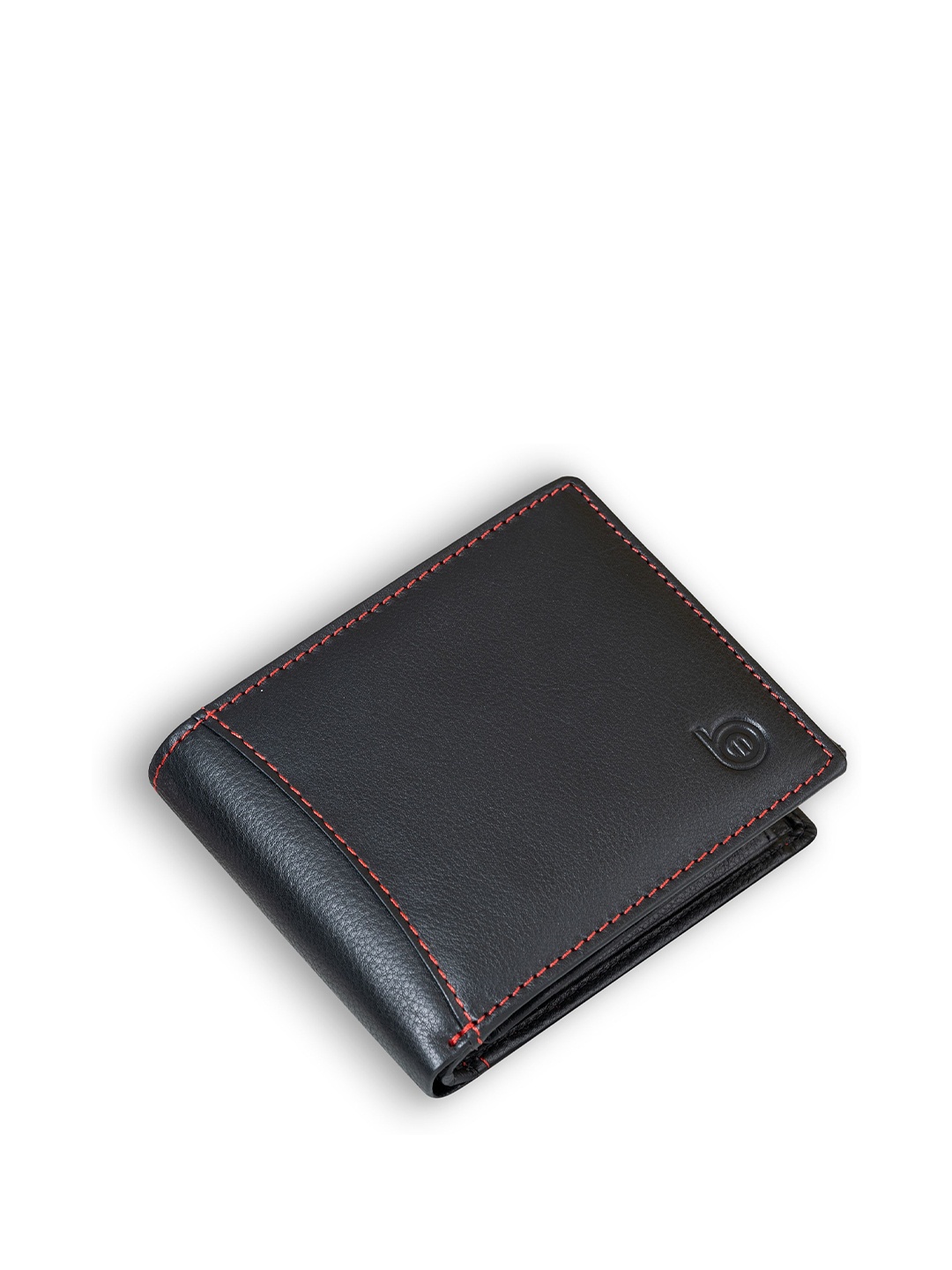 

BAGMAN Men Leather Two Fold Wallet, Black