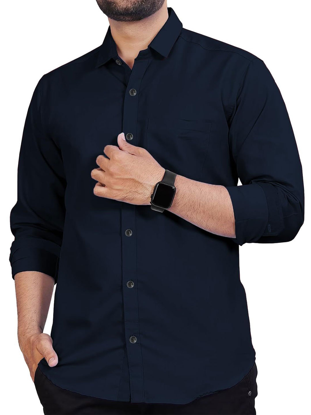 

Vida Loca Men Slim Fit Opaque Casual Shirt, Navy blue