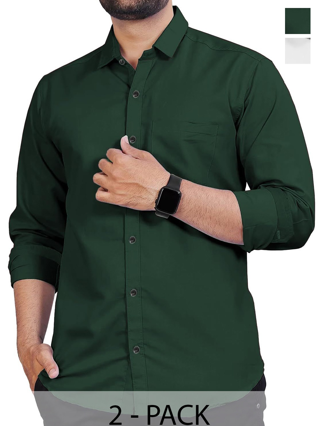

Vida Loca Men Slim Fit Opaque Casual Shirt, Green