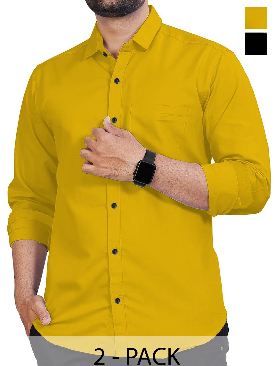 

Vida Loca Men Slim Fit Opaque Casual Shirt, Yellow