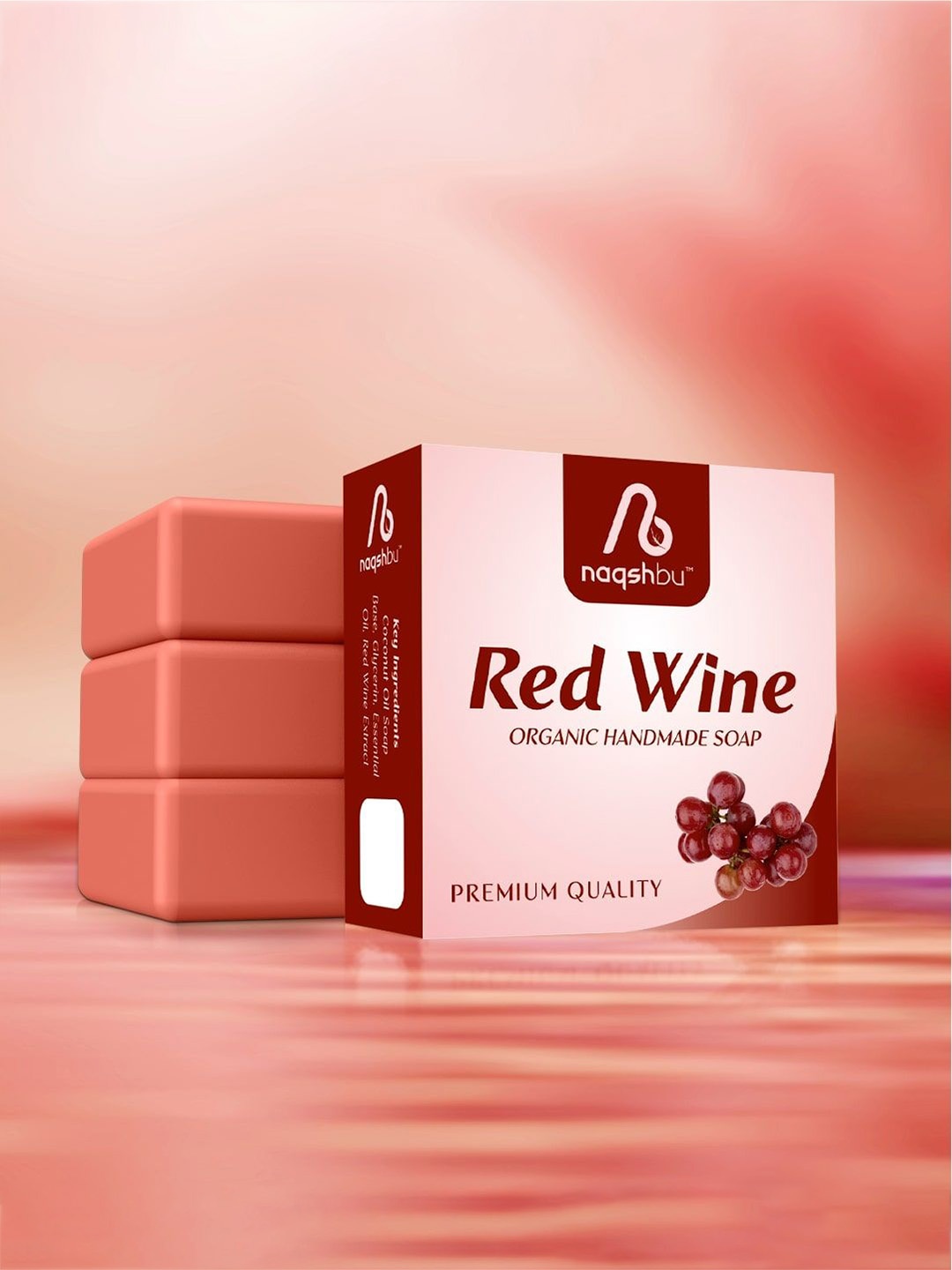 

Naqshbu Red Wine Organic Soap - 100g, Pink