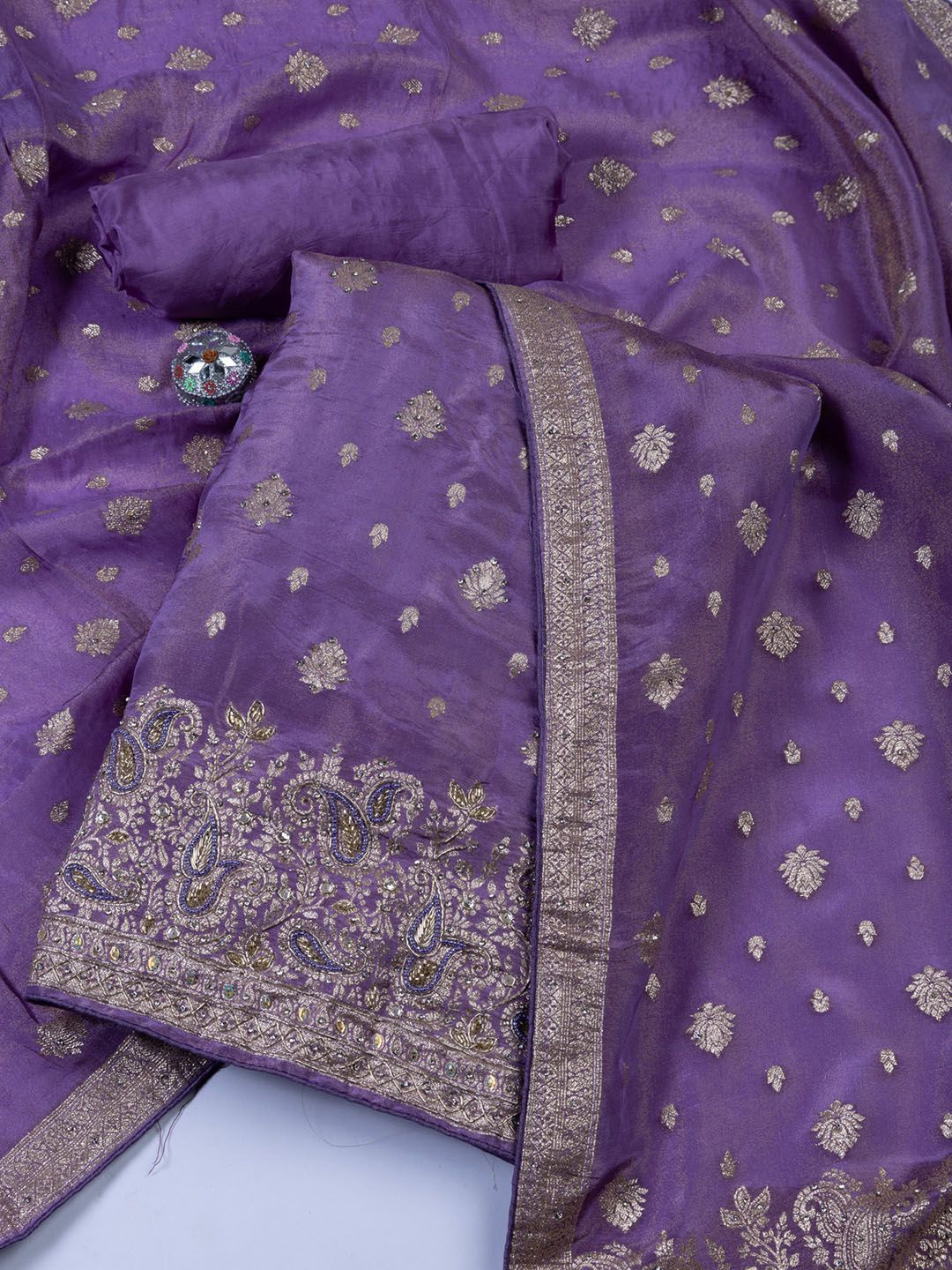 

Meena Bazaar Unstitched Dress Material, Purple