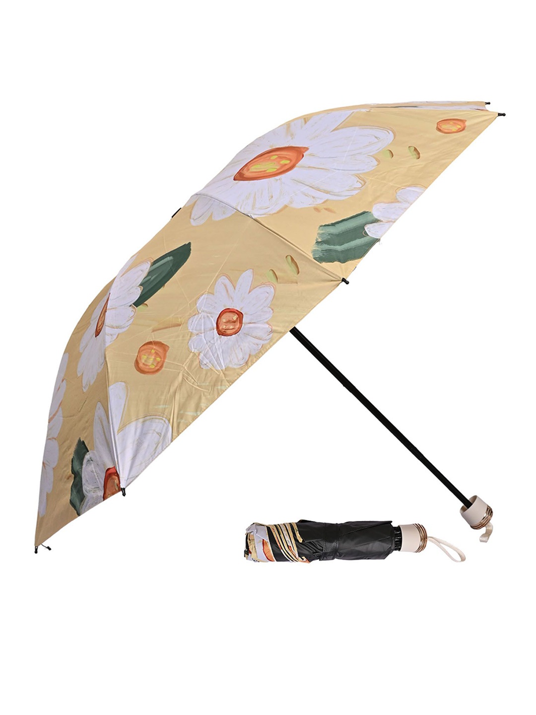 

LOOM LEGACY Manual 3 Fold Floral Umbrellas, Gold