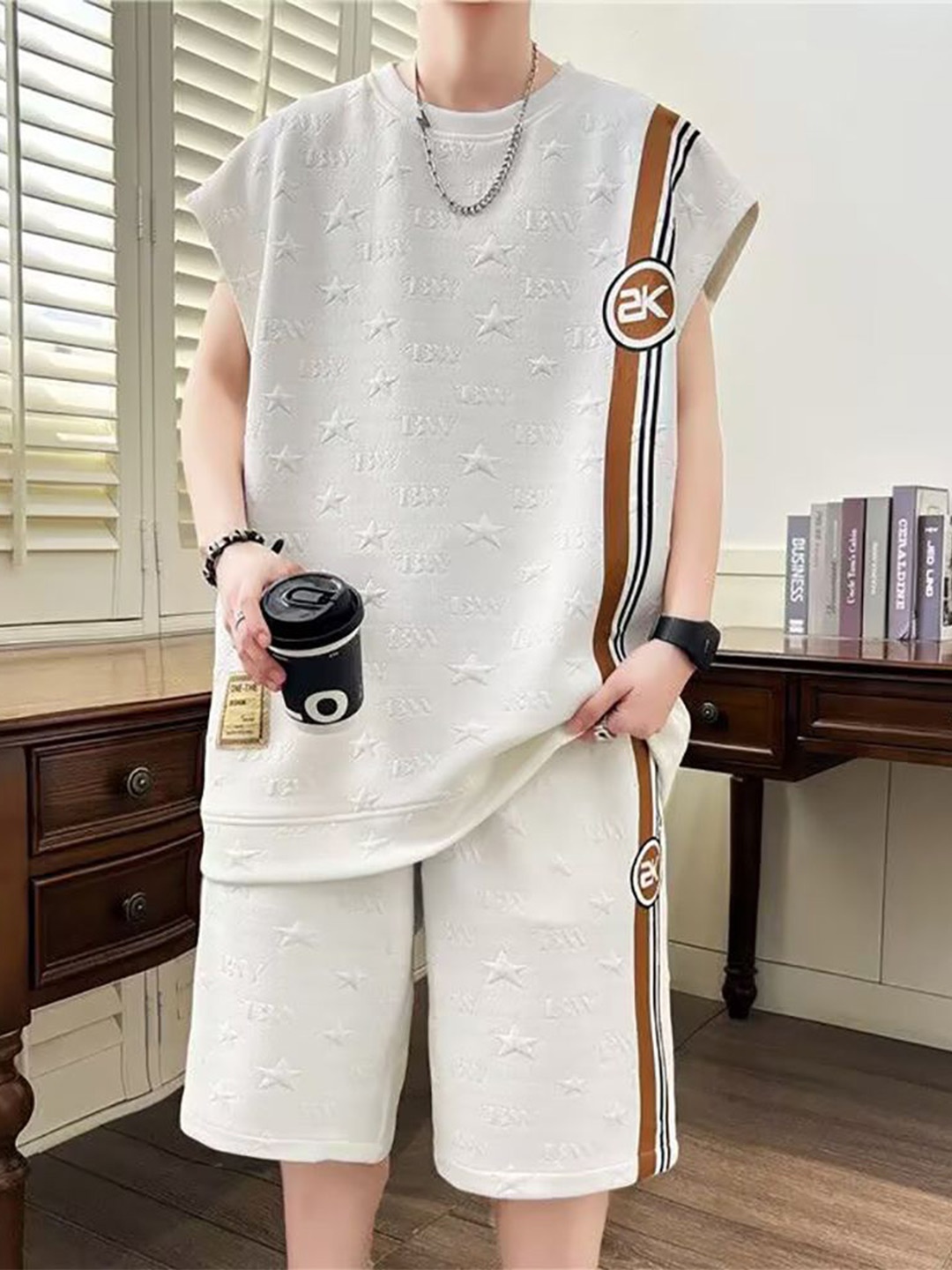 

StyleCast x Revolte Striped T-Shirt And Shorts Set, White