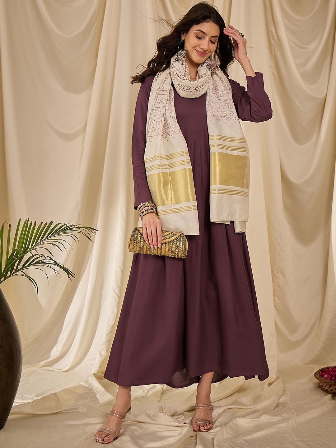 

InWeave Women Anarkali Kurta, Mauve