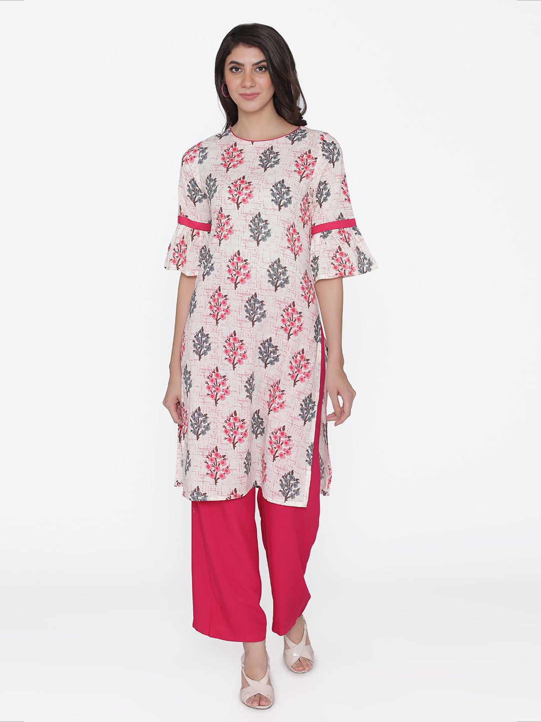 

VEGAL Floral Printed Straight Kurtas, Red