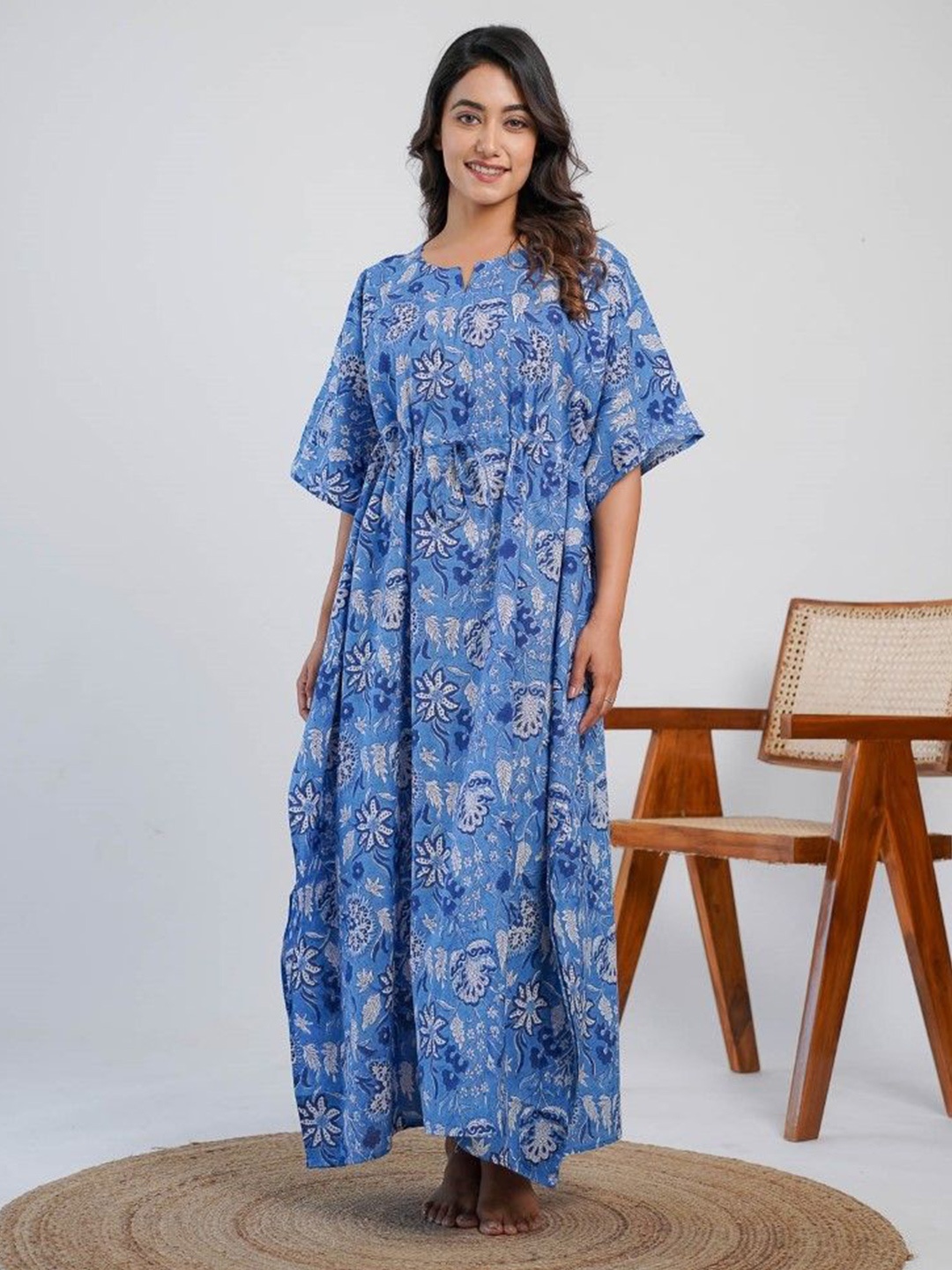 

GOODHAND Floral Print Maxi Dress, Blue