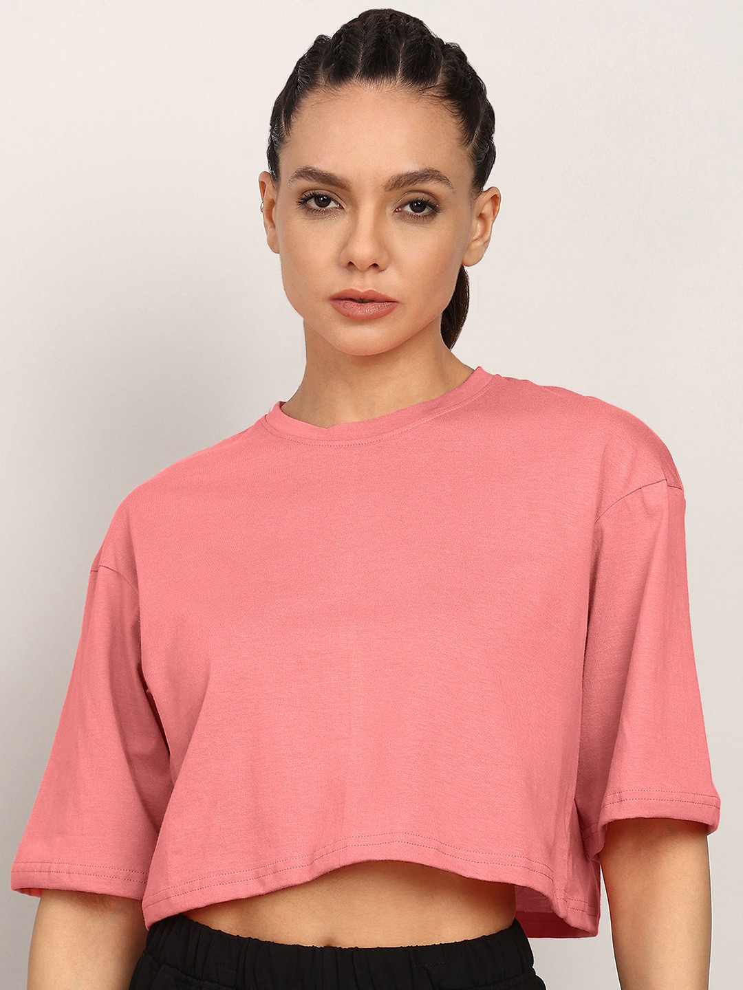 

Rock Paper Scissors Cotton Boxy Crop Top, Pink